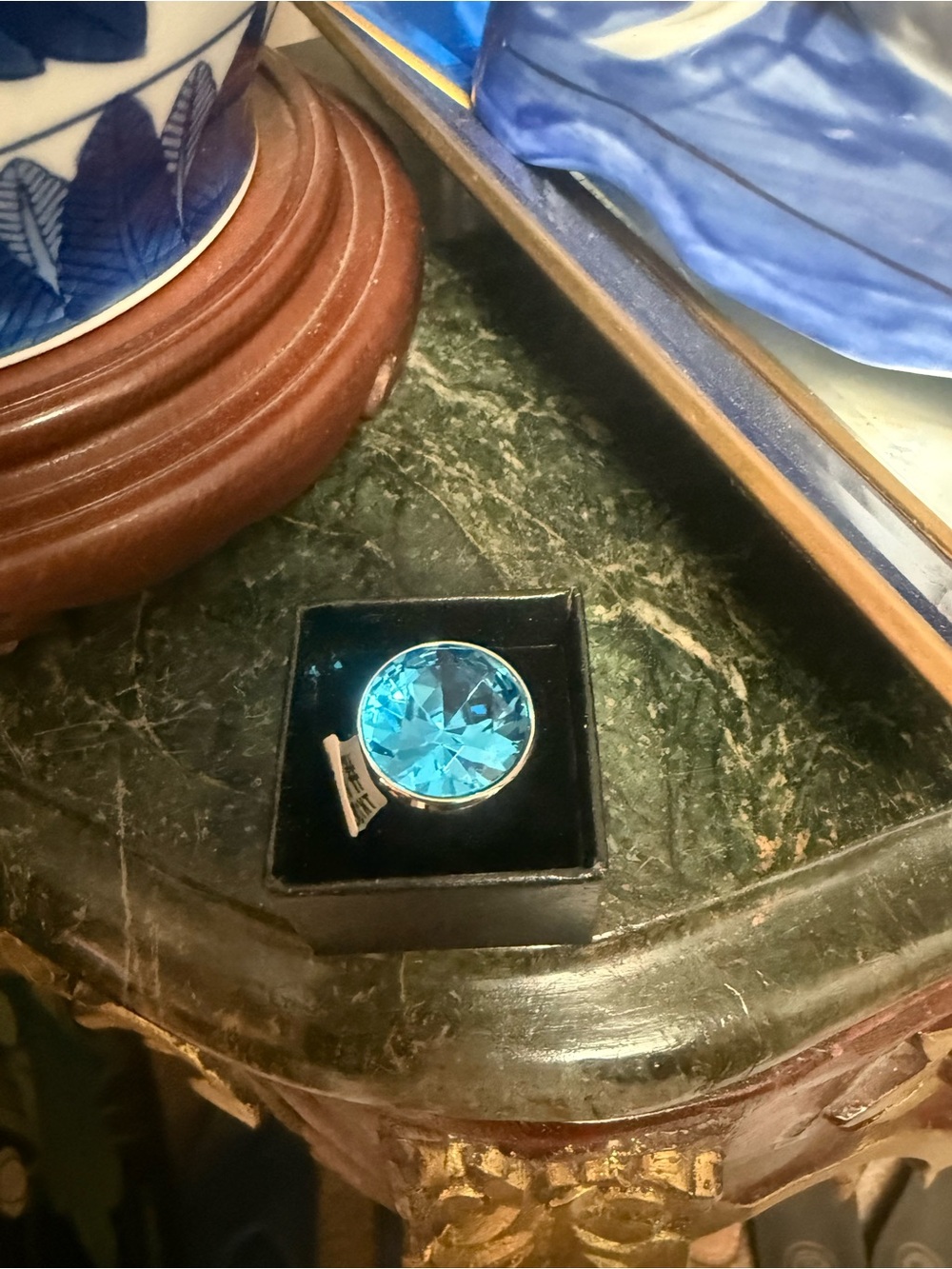 Bright Blue Crystal Cocktail Ring — Women Jewelry